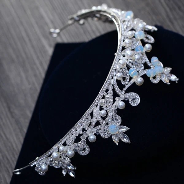 Classic Elegant Ocean Blue Bridal Jewelry 2017 Metal Beading Crystal Rhinestone Headpieces Wedding Prom Accessories