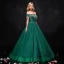 Luxury / Gorgeous Dark Green Prom Dresses 2017 A-Line / Princess Tulle Backless Beading Rhinestone Evening Party Formal Dresses