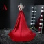 Sexy Red Evening Dresses  2017 A-Line / Princess V-Neck Charmeuse Backless Evening Party Formal Dresses