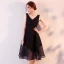 Chic / Beautiful 2017 Black Graduation Dresses V-Neck Lace Backless Homecoming A-Line / Princess Cocktail Party Party Dresses