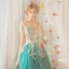 Flower Fairy Jade Green Floor-Length / Long Prom Dresses 2018 A-Line / Princess Tulle U-Neck Appliques Backless Beading Evening Party Evening Dresses