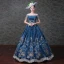 Vintage / Retro Royal Blue Ball Gown Prom Dresses 2018 Charmeuse Lace-up Ankle Strap Flower Strapless Prom Formal Dresses