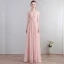 Chic / Beautiful Floor-Length / Long Blushing Pink Evening Dresses  2018 A-Line / Princess V-Neck Chiffon Lace-up Pierced Evening Party Formal Dresses