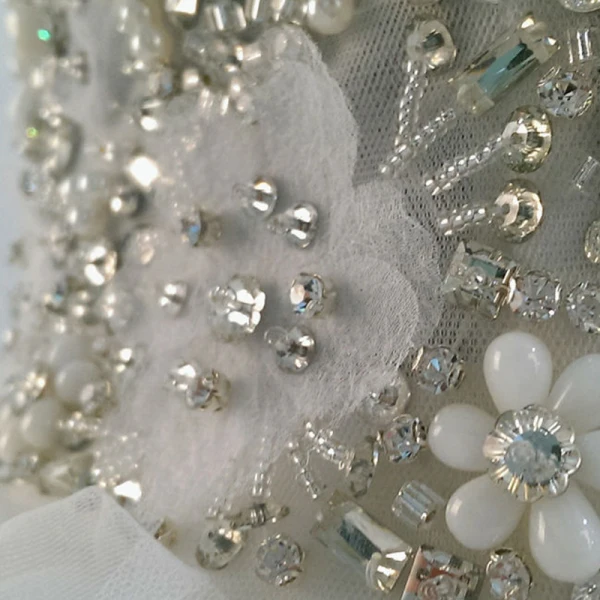 Amazing / Unique White Court Train Wedding 2018 Ball Gown Tulle Backless Beading Corset Rhinestone Wedding Dresses