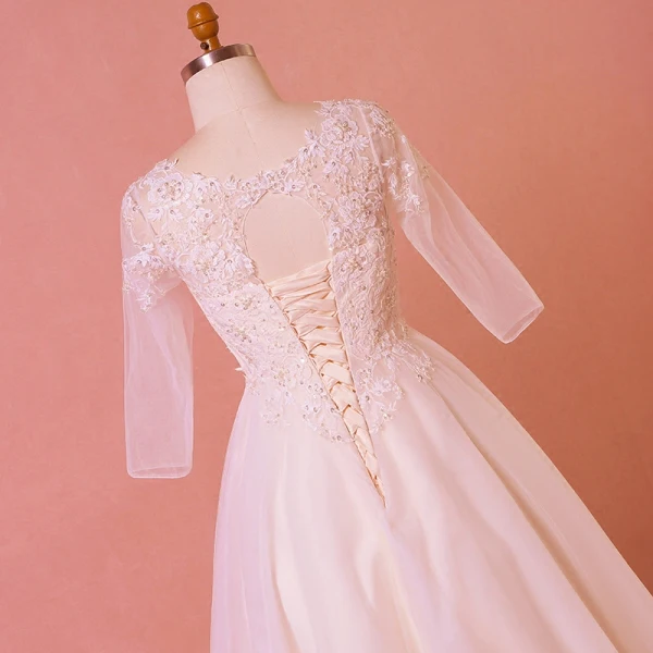 Chic / Belle Blanche Longue Mariage 2018 Princesse Tulle U-Cou Appliques Dos Nu Perlage Paillettes Robe De Mariée