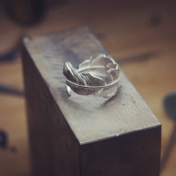 Modest Simple Silver Feather Handmade Faith Ring Sterling Silver Rave Club Rings 2019 Accessories