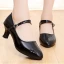Romantic Lovely Black Latin Dance Shoes 2020 5 cm Dancing Prom Laser Buckle Heels Round Toe Womens Shoes