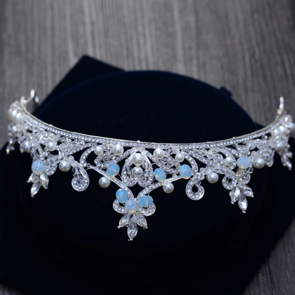 Classic Elegant Ocean Blue Bridal Jewelry 2017 Metal Beading Crystal Rhinestone Headpieces Wedding Prom Accessories