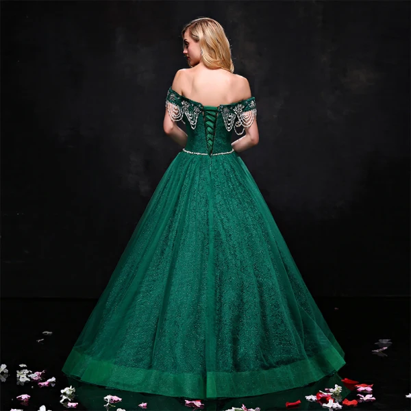 Luxury / Gorgeous Dark Green Prom Dresses 2017 A-Line / Princess Tulle Backless Beading Rhinestone Evening Party Formal Dresses Luxury / Gorgeous Dark Green Prom Dresses 2017 A-Line / Princess Tulle Backless Beading Rhinestone Evening Party Formal Dresses