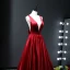 Sexy Red Evening Dresses  2017 A-Line / Princess V-Neck Charmeuse Backless Evening Party Formal Dresses