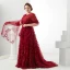 Flower Fairy Burgundy Plus Size Evening Dresses  2018 A-Line / Princess Lace-up U-Neck Tulle Appliques Backless Evening Party Prom Dresses