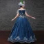 Vintage / Retro Royal Blue Ball Gown Prom Dresses 2018 Charmeuse Lace-up Ankle Strap Flower Strapless Prom Formal Dresses