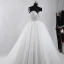 Amazing / Unique White Court Train Wedding 2018 Ball Gown Tulle Backless Beading Corset Rhinestone Wedding Dresses