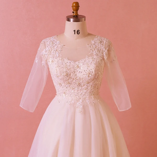 Chic / Belle Blanche Longue Mariage 2018 Princesse Tulle U-Cou Appliques Dos Nu Perlage Paillettes Robe De Mariée