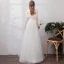 Classic Elegant White Evening Dresses  2019 A-Line / Princess Lace Tulle V-Neck Backless Embroidered Beach Church Formal Dresses