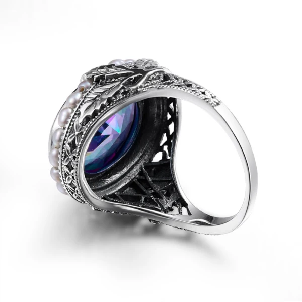 Luxe Multi-Couleurs Anneaux 2019 Feuille Cristal Perle Plaqué argent Pierres précieuses synthétiques Soirée Accessorize Bague