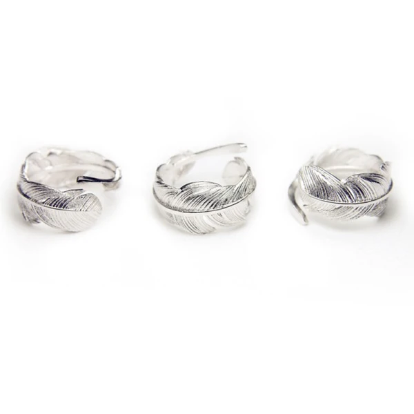 Simple Argenté Plumes Fait main Foi Bague Argent sterling Club de carnaval Anneaux 2019 Accessorize