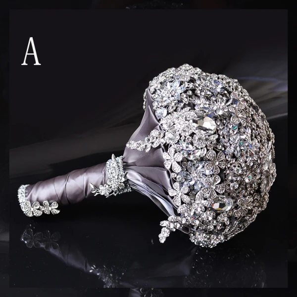 Luxury / Gorgeous Silver Metal Beading Crystal Rhinestone Wedding Flowers 2019