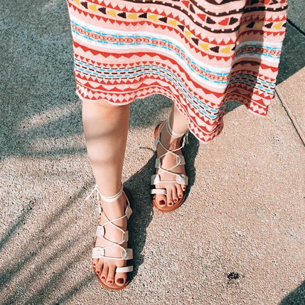 Bohemia Modern / Fashion Brown Outdoor / Garden Womens Sandals Beach Summer Strappy X-Strap Flat Womens Shoes 2019