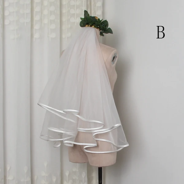 Modest / Simple White Short Wedding Veils Chiffon Wedding Accessories 2019