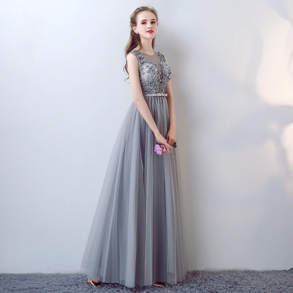 Chic / Beautiful A-Line / Princess Evening Dresses 2017 Grey Crossed Straps Strappy Charmeuse Lace V-Neck Sleeveless Cocktail Party Evening Party