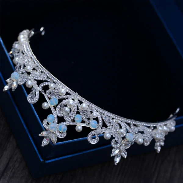 Classic Elegant Ocean Blue Bridal Jewelry 2017 Metal Beading Crystal Rhinestone Headpieces Wedding Prom Accessories