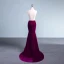 Amazing / Unique Purple Evening Dresses  2017 Trumpet / Mermaid V-Neck Polyester Beading Sequins Appliques Backless Evening Party Formal Dresses