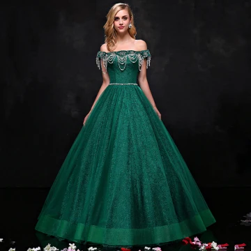 Luxury Gorgeous Dark Green Prom Dresses 2017 A Line Princess Tulle Backless Beading Rhinestone Evening Party Formal Dresses