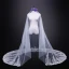 Simple Blanche Mariage Tulle En Dentelle Appliques 4 m Cathedral Train Voile De Mariée 2018