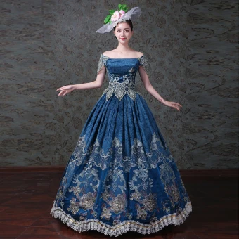 Vintage Originale Bleu Roi Robe Boule Robe De Bal 2018 Charmeuse Lacer Bride Cheville Fleur Bustier Promo Robe De Ceremonie