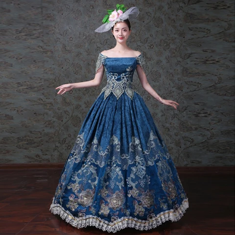 Vintage Königliches Blau Ballkleid Ballkleider 2018 Charmeuse Schnüren Knöchelriemen Blumen Bandeau Ball Festliche Kleider