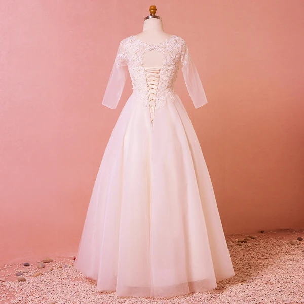 Chic / Belle Blanche Longue Mariage 2018 Princesse Tulle U-Cou Appliques Dos Nu Perlage Paillettes Robe De Mariée