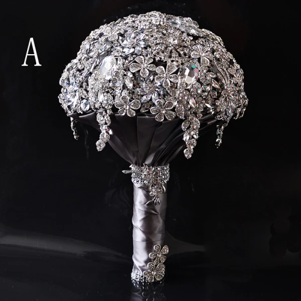 Luxury / Gorgeous Silver Metal Beading Crystal Rhinestone Wedding Flowers 2019