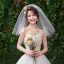 Chic / Belle Blanche Mariage Dentelle Tulle Appliques Courte Voile De Mariée 2019