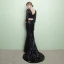 Chic / Beautiful 2 Piece Black Evening Dresses  2017 Trumpet / Mermaid U-Neck Lace Appliques Backless Evening Party Formal Dresses