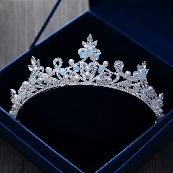 Classic Elegant Ocean Blue Bridal Jewelry 2017 Metal Beading Crystal Rhinestone Headpieces Wedding Prom Accessories