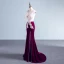 Amazing / Unique Purple Evening Dresses  2017 Trumpet / Mermaid V-Neck Polyester Beading Sequins Appliques Backless Evening Party Formal Dresses