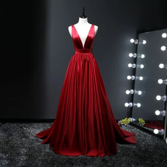 Sexy Rouge Robe De Soirée 2017 Princesse V Cou Charmeuse Dos Nu Soirée Robe De Ceremonie