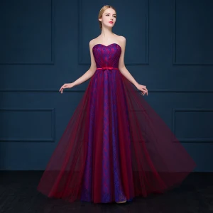 Chic Beautiful Red Evening Dresses 2017 Tulle A Line Princess Strapless Backless Printing Evening Party Formal Dresses