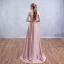 Chic / Beautiful Pearl Pink Evening Dresses  A-Line / Princess Lace Strapless Corset Floor-Length / Long 2017 Appliques Backless Beading Rhinestone Evening Party Formal Dresses