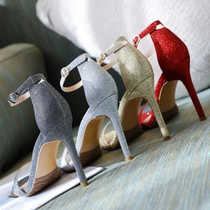 Sparkly Silver 2018 Summer Buckle Ankle Strap Beach Sequins Evening Party Womens Shoes