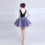 Chic / Beautiful Navy Blue Graduation Dresses 2018 Summer A-Line / Princess Lace V-Neck Appliques Backless Beading Homecoming Formal Dresses