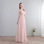 Chic / Beautiful Floor-Length / Long Blushing Pink Evening Dresses  2018 A-Line / Princess V-Neck Chiffon Lace-up Pierced Evening Party Formal Dresses