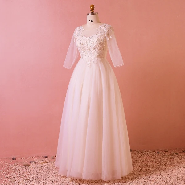 Chic / Belle Blanche Longue Mariage 2018 Princesse Tulle U-Cou Appliques Dos Nu Perlage Paillettes Robe De Mariée