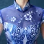 Chinese style Royal Blue Floor-Length / Long Evening Dresses  2018 Trumpet / Mermaid High Neck Charmeuse Evening Party Appliques Printing Formal Dresses