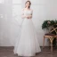 Classic Elegant White Evening Dresses  2019 A-Line / Princess Lace Tulle V-Neck Backless Embroidered Beach Church Formal Dresses