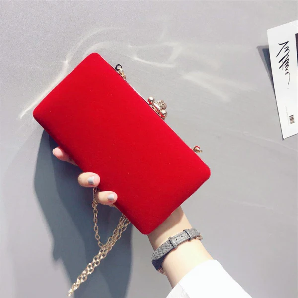 Modern / Fashion Red Clutch Bags Beading Flower Velour Cocktail Party Evening Party Accessories 2019