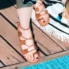 Bohemia Modern / Fashion Brown Outdoor / Garden Womens Sandals Beach Summer Strappy X-Strap Flat Womens Shoes 2019