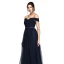 Modest / Simple Navy Blue Evening Dresses  2020 A-Line / Princess Tulle Off-The-Shoulder Floor-Length / Long Sleeveless Puffy Cocktail Party Evening Party Formal Dresses