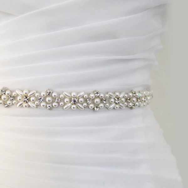 Luxe Blanche Mariage Rubans 2020 Tulle Métal Perlage Perle Faux Diamant La Mariée Promo Accessorize